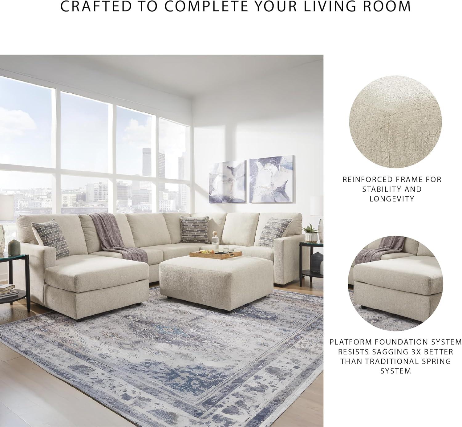imageSignature Design by Ashley Edenfield Contemporary RightArm Facing 3Piece Sectional with Chaise Loose Seat Cushions and 3 Throw Pillows GrayLinen