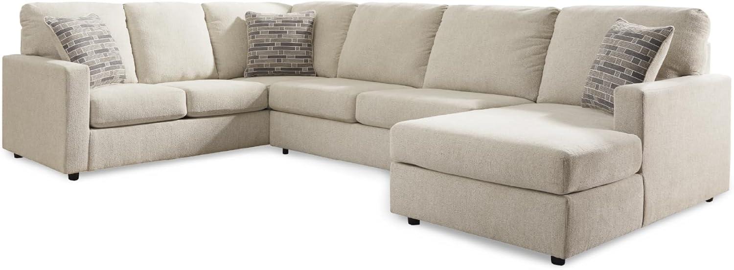 imageSignature Design by Ashley Edenfield Contemporary RightArm Facing 3Piece Sectional with Chaise Loose Seat Cushions and 3 Throw Pillows GrayLinen