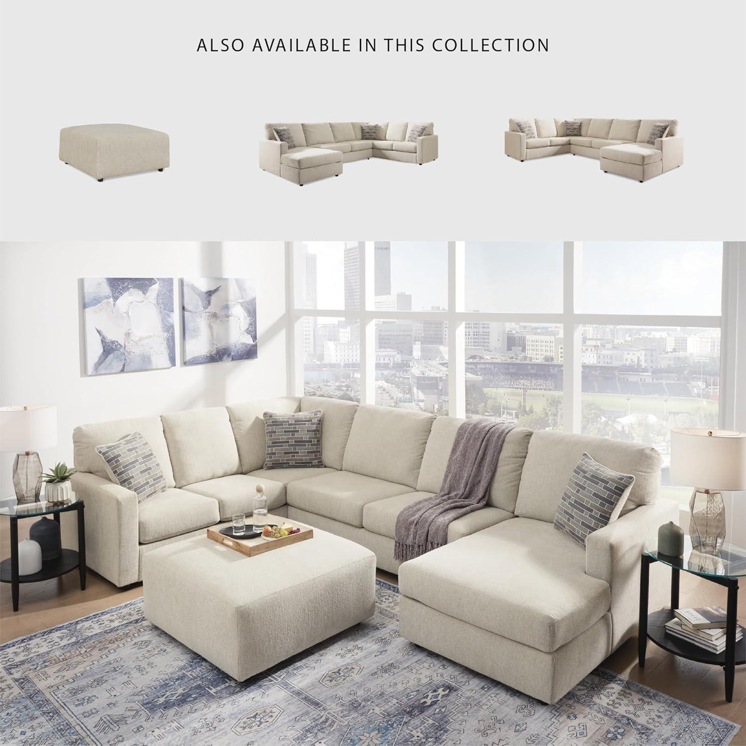 imageSignature Design by Ashley Edenfield Contemporary RightArm Facing 3Piece Sectional with Chaise Loose Seat Cushions and 3 Throw Pillows GrayLinen