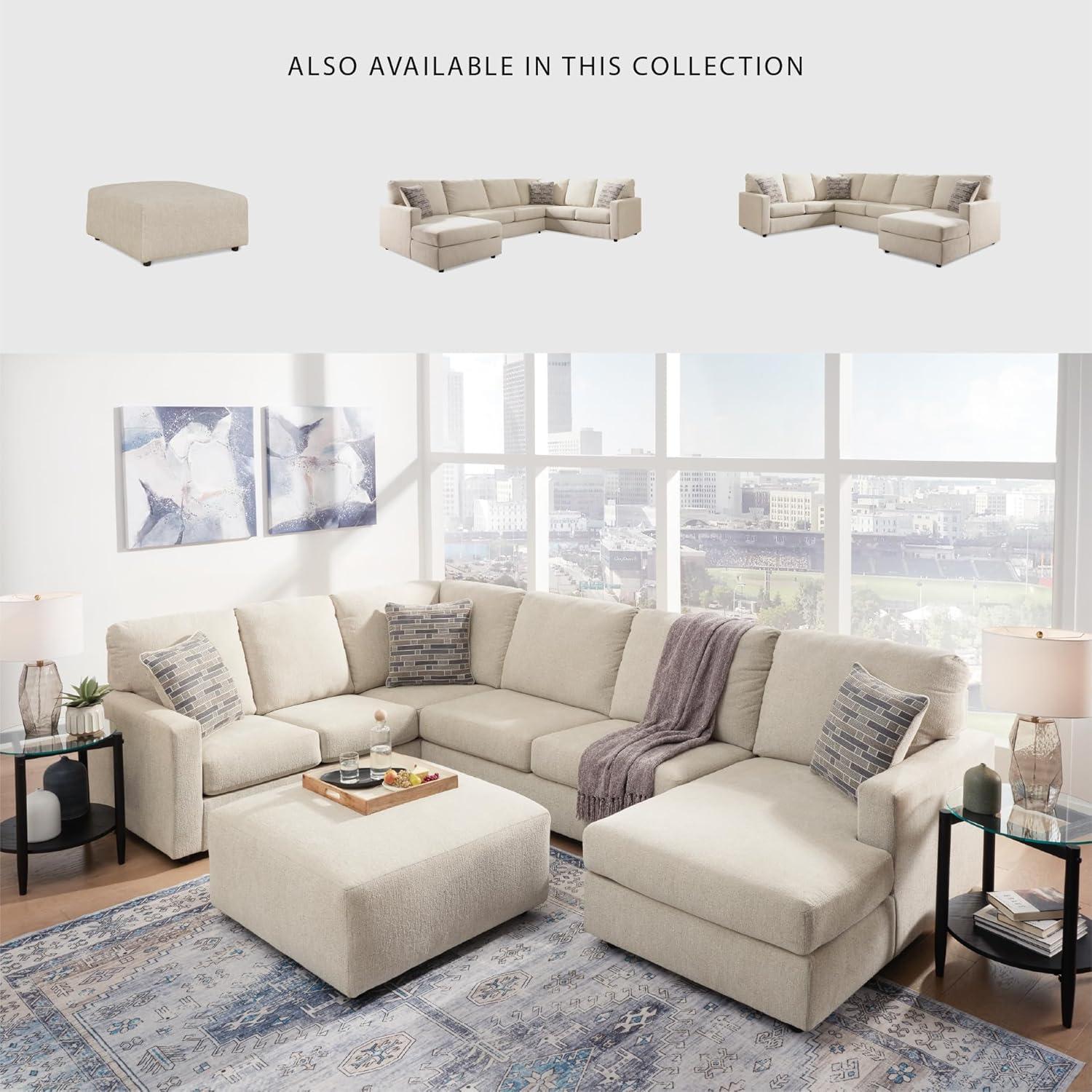 imageSignature Design by Ashley Edenfield Contemporary RightArm Facing 3Piece Sectional with Chaise Loose Seat Cushions and 3 Throw Pillows GrayLinen