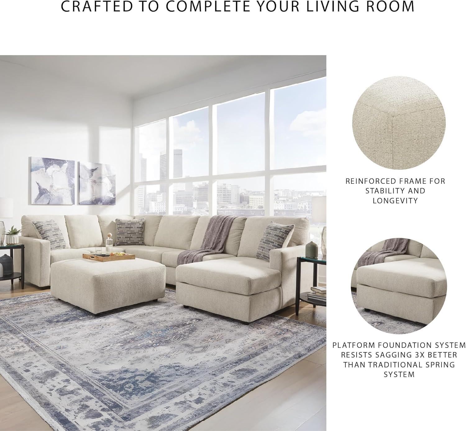 imageSignature Design by Ashley Edenfield Contemporary RightArm Facing 3Piece Sectional with Chaise Loose Seat Cushions and 3 Throw Pillows GrayLinen