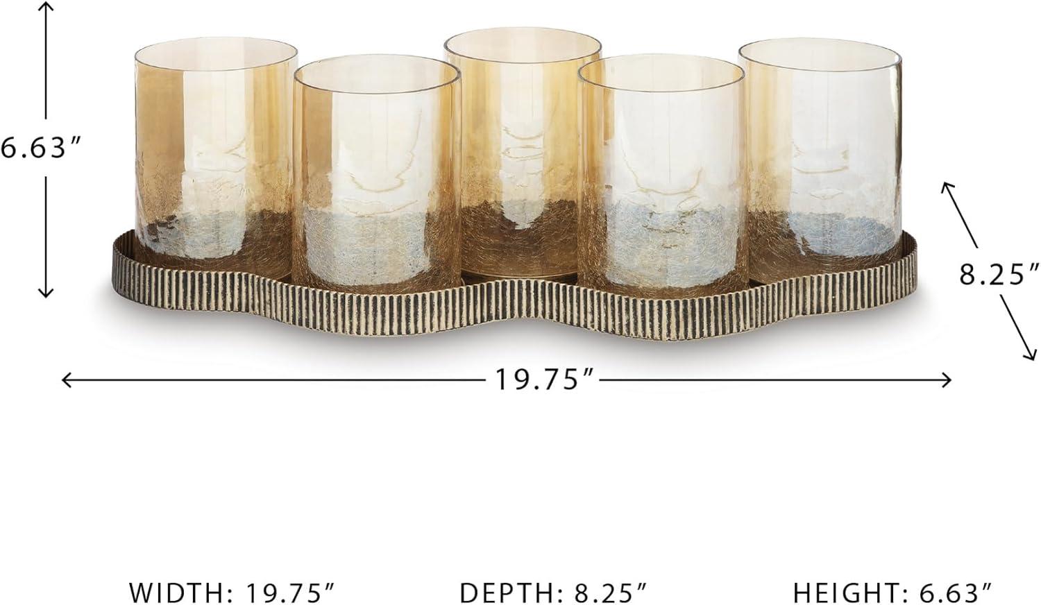 imageSignature Design by Ashley Evereton Casual Candle Holder with Metal Base and Antiqued Finish Gold amp Clear