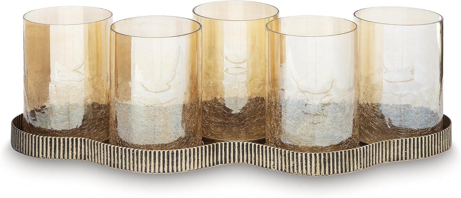 imageSignature Design by Ashley Evereton Casual Candle Holder with Metal Base and Antiqued Finish Gold amp Clear