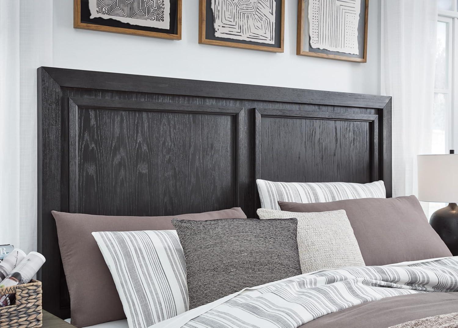 imageSignature Design by Ashley Foyland Transitional 2Drawer King Platform Storage Bed Foundation or Box Spring Not Needed Black amp Dark BrownBlackBrown