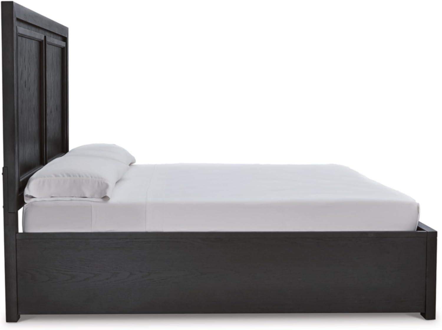 imageSignature Design by Ashley Foyland Transitional 2Drawer King Platform Storage Bed Foundation or Box Spring Not Needed Black amp Dark BrownBlackBrown