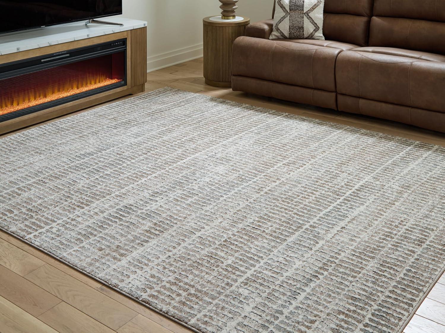 imageSignature Design by Ashley Fuadwick Large Contemporary Rug Machine Woven Striped Design Jute Backing Fabric Blend 94 W x 120 D x 025 H Multicolor