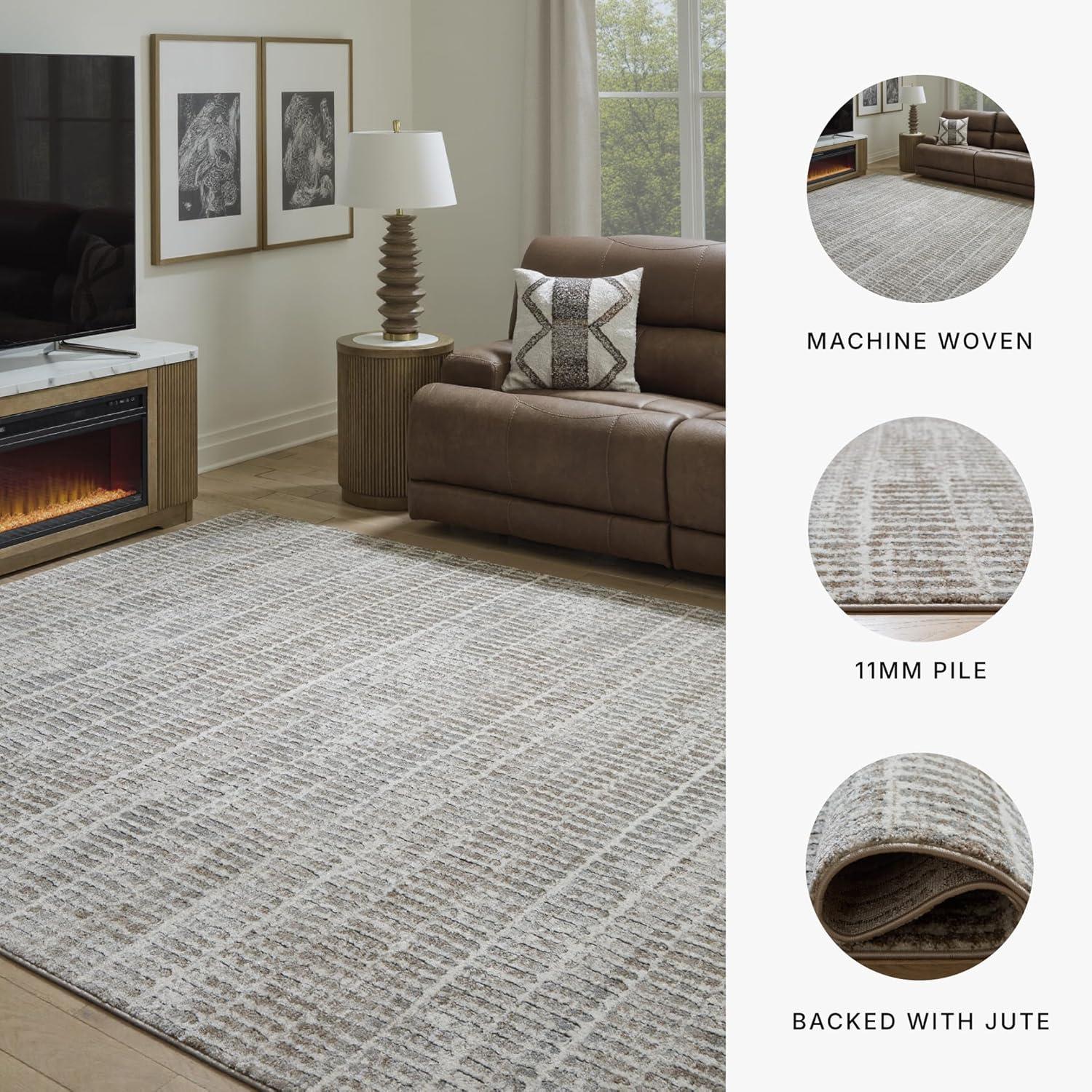 imageSignature Design by Ashley Fuadwick Large Contemporary Rug Machine Woven Striped Design Jute Backing Fabric Blend 94 W x 120 D x 025 H Multicolor