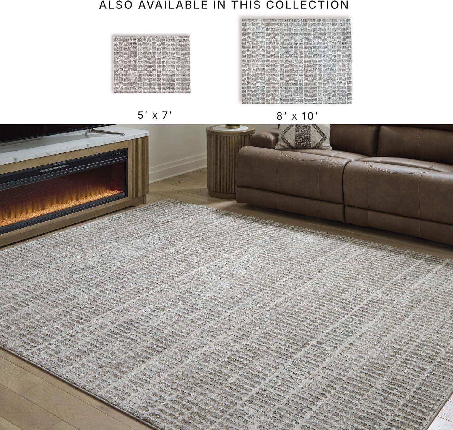 imageSignature Design by Ashley Fuadwick Large Contemporary Rug Machine Woven Striped Design Jute Backing Fabric Blend 94 W x 120 D x 025 H Multicolor
