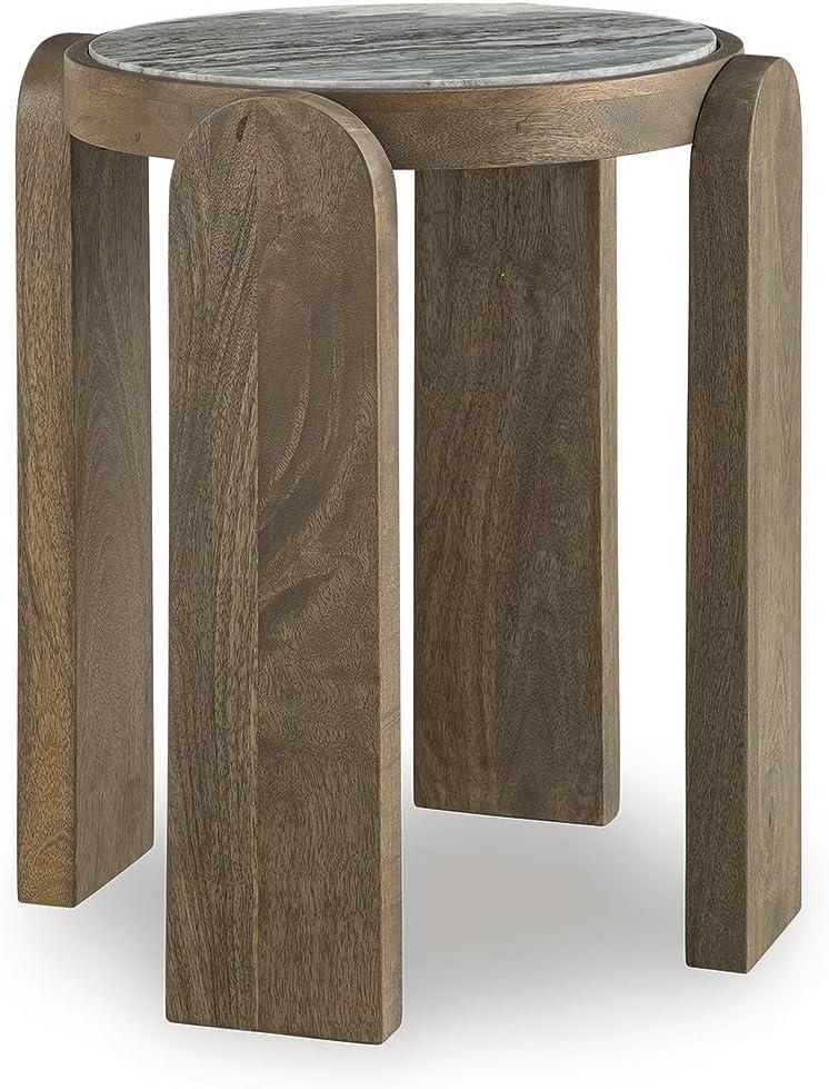 imageSignature Design by Ashley Gavrilley Modern Accent Table with Marble Top Light Gray amp Light Brown