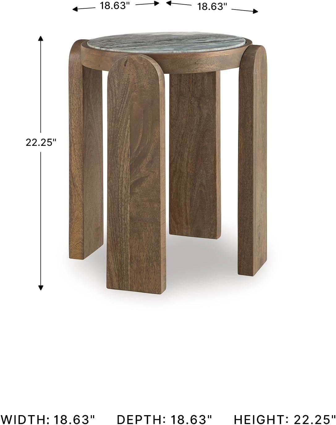 imageSignature Design by Ashley Gavrilley Modern Accent Table with Marble Top Light Gray amp Light Brown