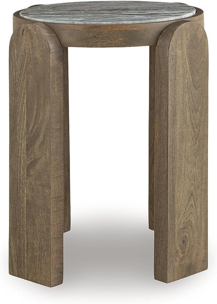 imageSignature Design by Ashley Gavrilley Modern Accent Table with Marble Top Light Gray amp Light Brown