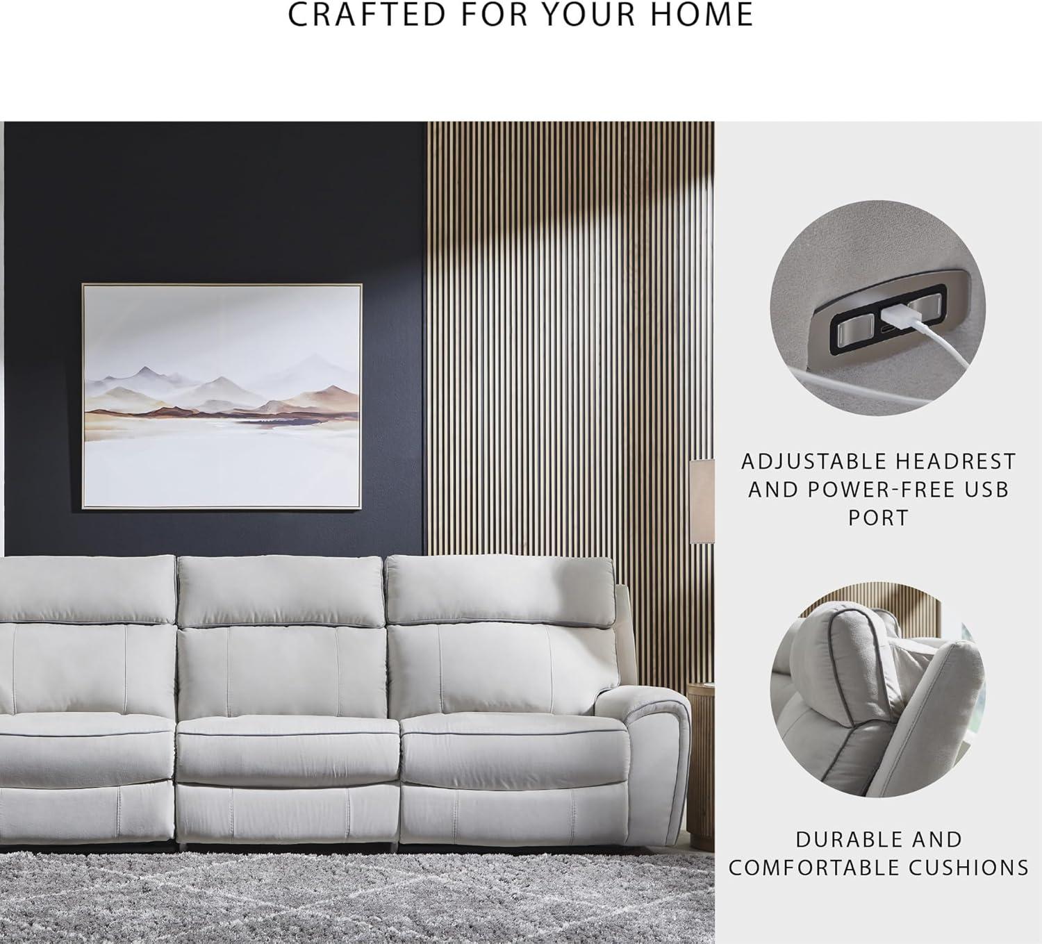 imageSignature Design by Ashley Grafton Pike LShape RightArm Facing Modern 6Piece Reclining Sectional with Storage Console and Adjustable Headrest Light Gray3Piece Power Reclining Sectional