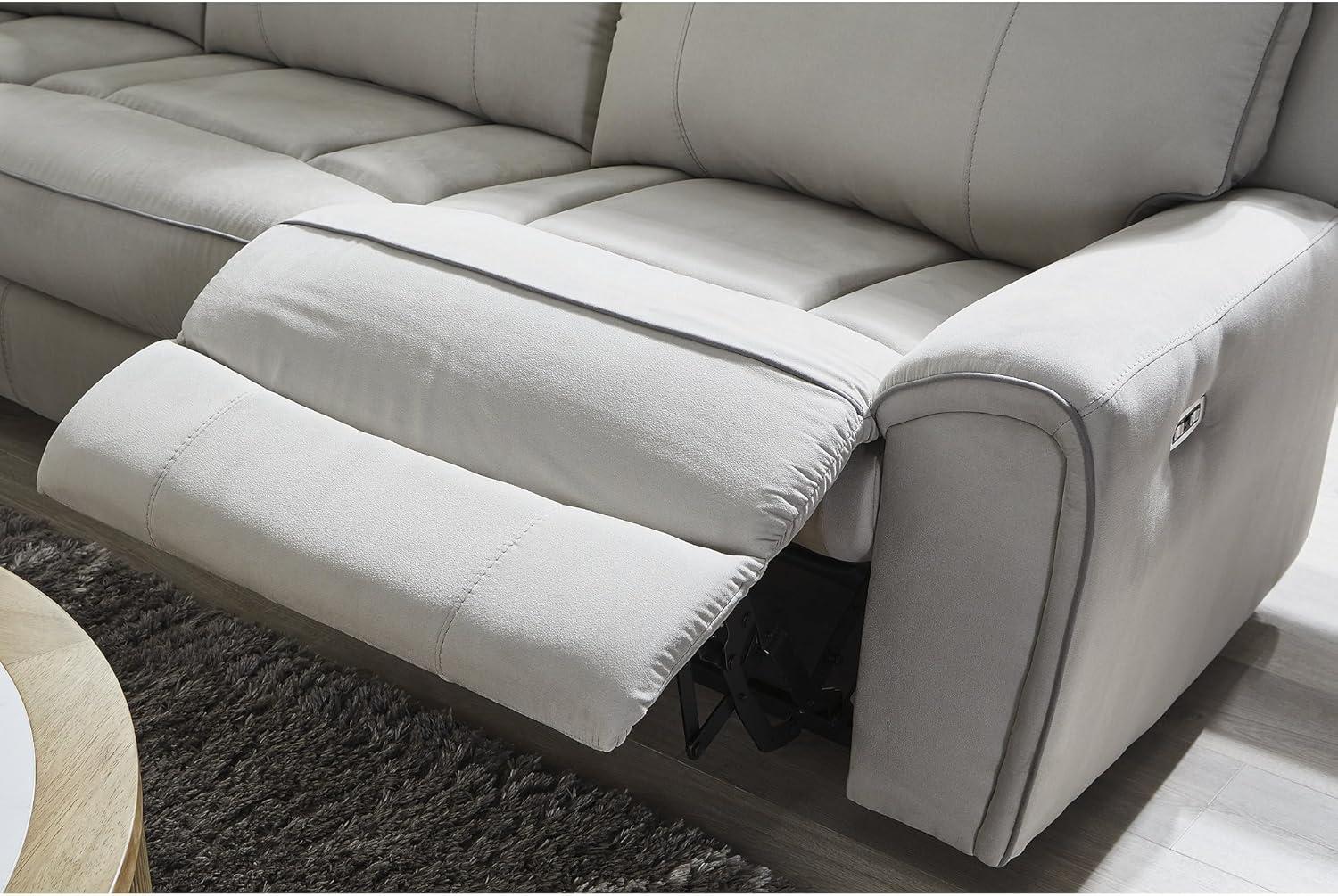 imageSignature Design by Ashley Grafton Pike LShape RightArm Facing Modern 6Piece Reclining Sectional with Storage Console and Adjustable Headrest Light Gray3Piece Power Reclining Sectional
