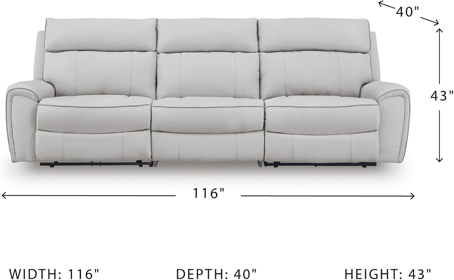 imageSignature Design by Ashley Grafton Pike LShape RightArm Facing Modern 6Piece Reclining Sectional with Storage Console and Adjustable Headrest Light Gray3Piece Power Reclining Sectional