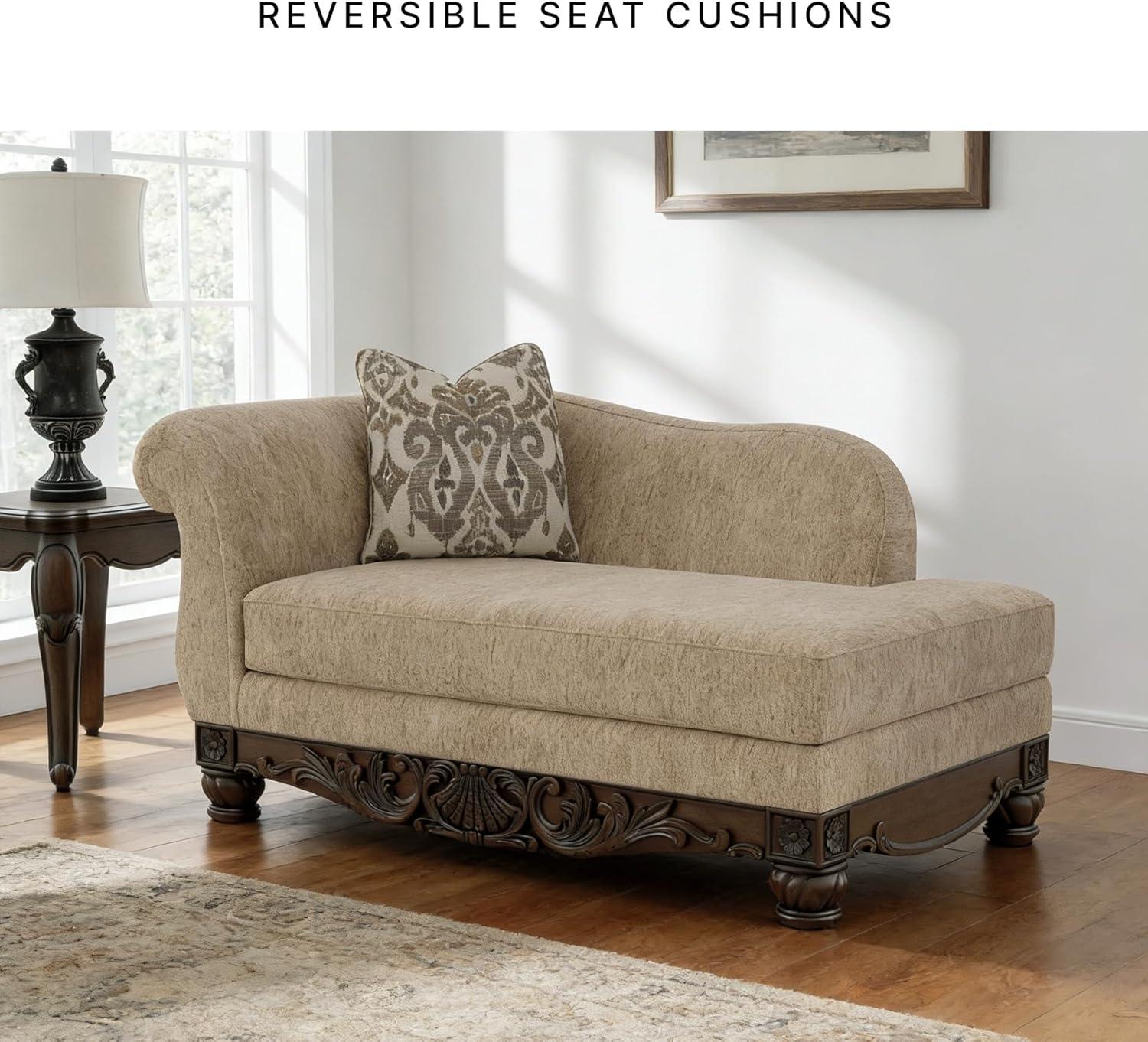imageSignature Design by Ashley Havenworth Classic Anti Sag RightArm Facing Corner Chaise with Reversible Seat Cushion and 1 Accent Pillows Beige amp Dark Brown