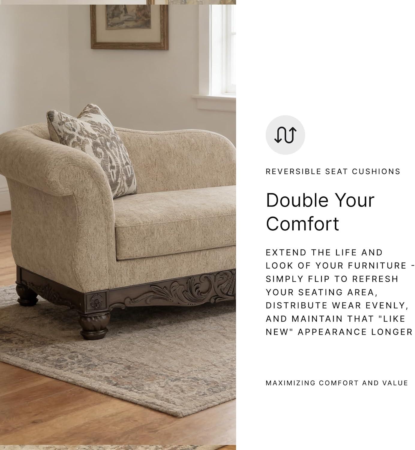 imageSignature Design by Ashley Havenworth Classic Anti Sag RightArm Facing Corner Chaise with Reversible Seat Cushion and 1 Accent Pillows Beige amp Dark Brown