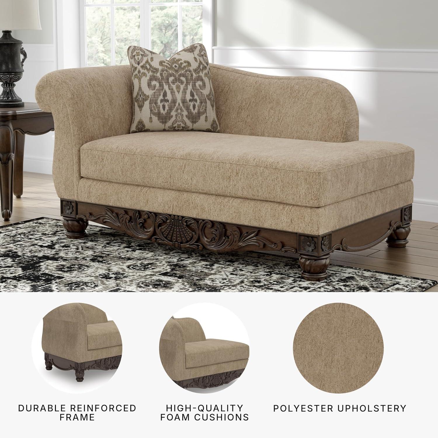 imageSignature Design by Ashley Havenworth Classic Anti Sag RightArm Facing Corner Chaise with Reversible Seat Cushion and 1 Accent Pillows Beige amp Dark Brown