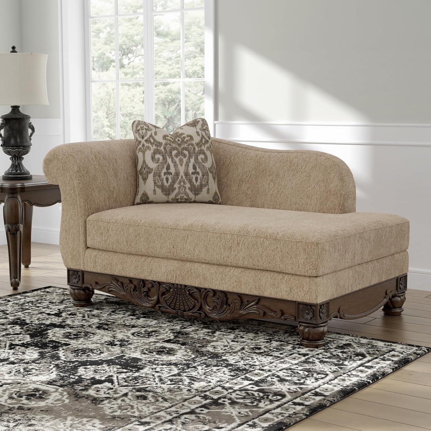imageSignature Design by Ashley Havenworth Classic Anti Sag RightArm Facing Corner Chaise with Reversible Seat Cushion and 1 Accent Pillows Beige amp Dark Brown