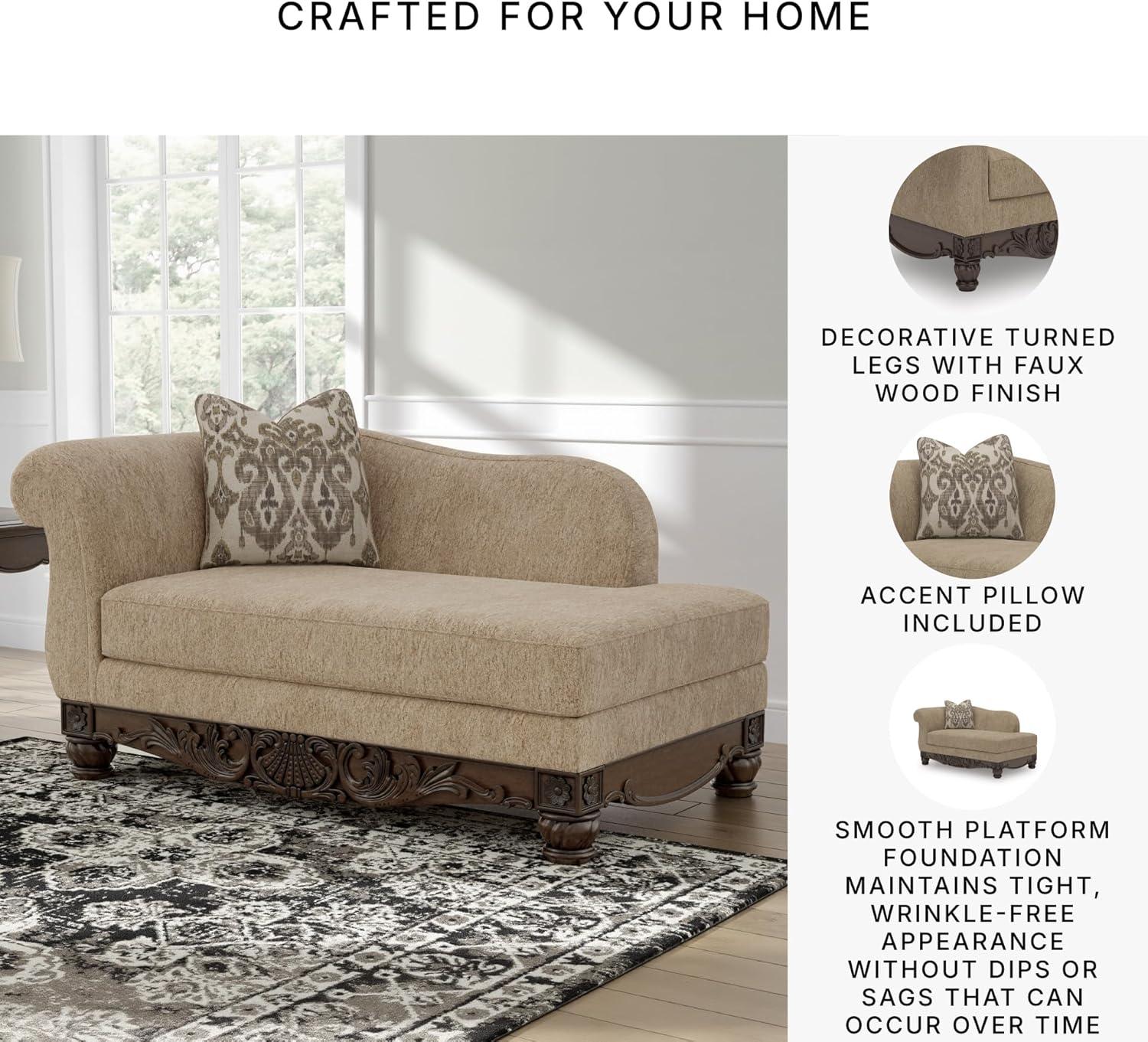 imageSignature Design by Ashley Havenworth Classic Anti Sag RightArm Facing Corner Chaise with Reversible Seat Cushion and 1 Accent Pillows Beige amp Dark Brown