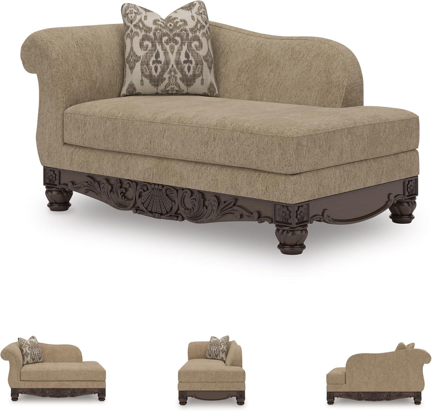 imageSignature Design by Ashley Havenworth Classic Anti Sag RightArm Facing Corner Chaise with Reversible Seat Cushion and 1 Accent Pillows Beige amp Dark Brown