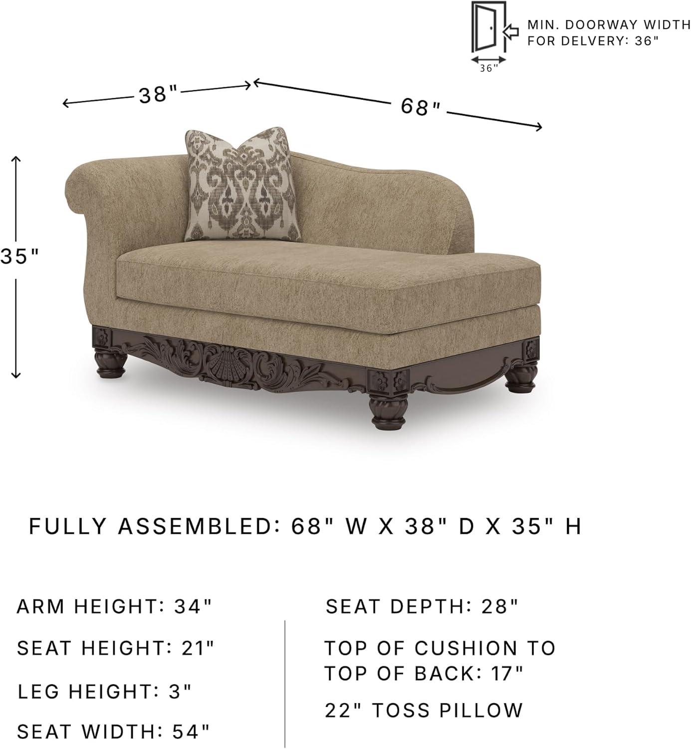 imageSignature Design by Ashley Havenworth Classic Anti Sag RightArm Facing Corner Chaise with Reversible Seat Cushion and 1 Accent Pillows Beige amp Dark Brown
