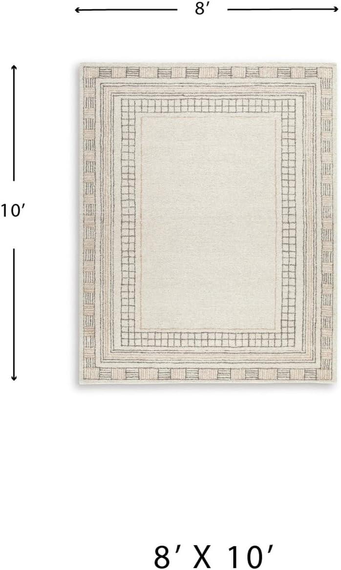 imageSignature Design by Ashley Idaman Transitional Indoor Hand Tufted Geometric Rectangular Wool Blend 8 x 10 Area Rug Beige amp Light Brown8 x 10 Rectangular