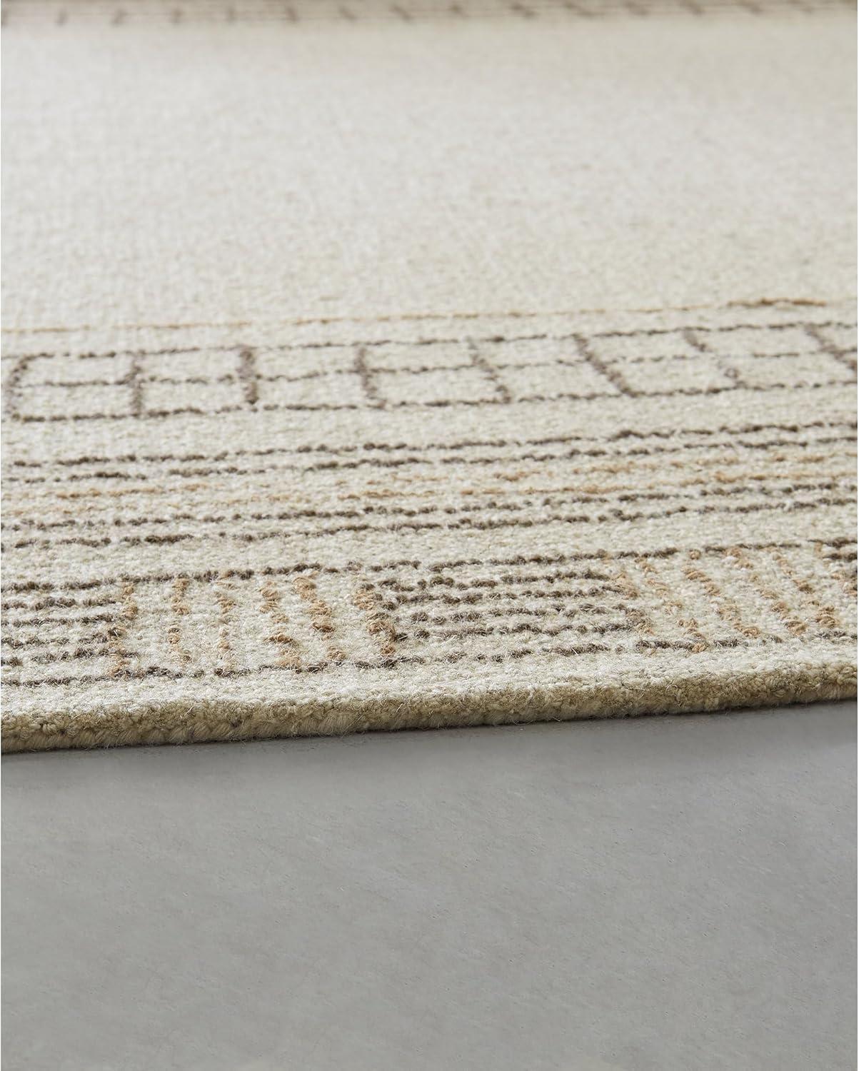 imageSignature Design by Ashley Idaman Transitional Indoor Hand Tufted Geometric Rectangular Wool Blend 8 x 10 Area Rug Beige amp Light Brown8 x 10 Rectangular