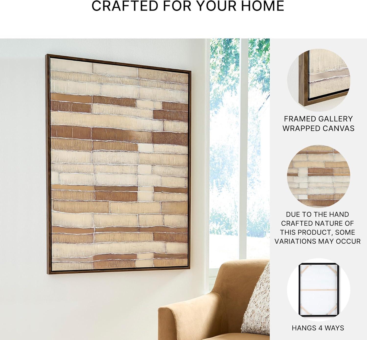 imageSignature Design by Ashley Kalanmore Contemporary Abstract Framed Wall Art 48 x 36 Inches Beige amp Light Brown