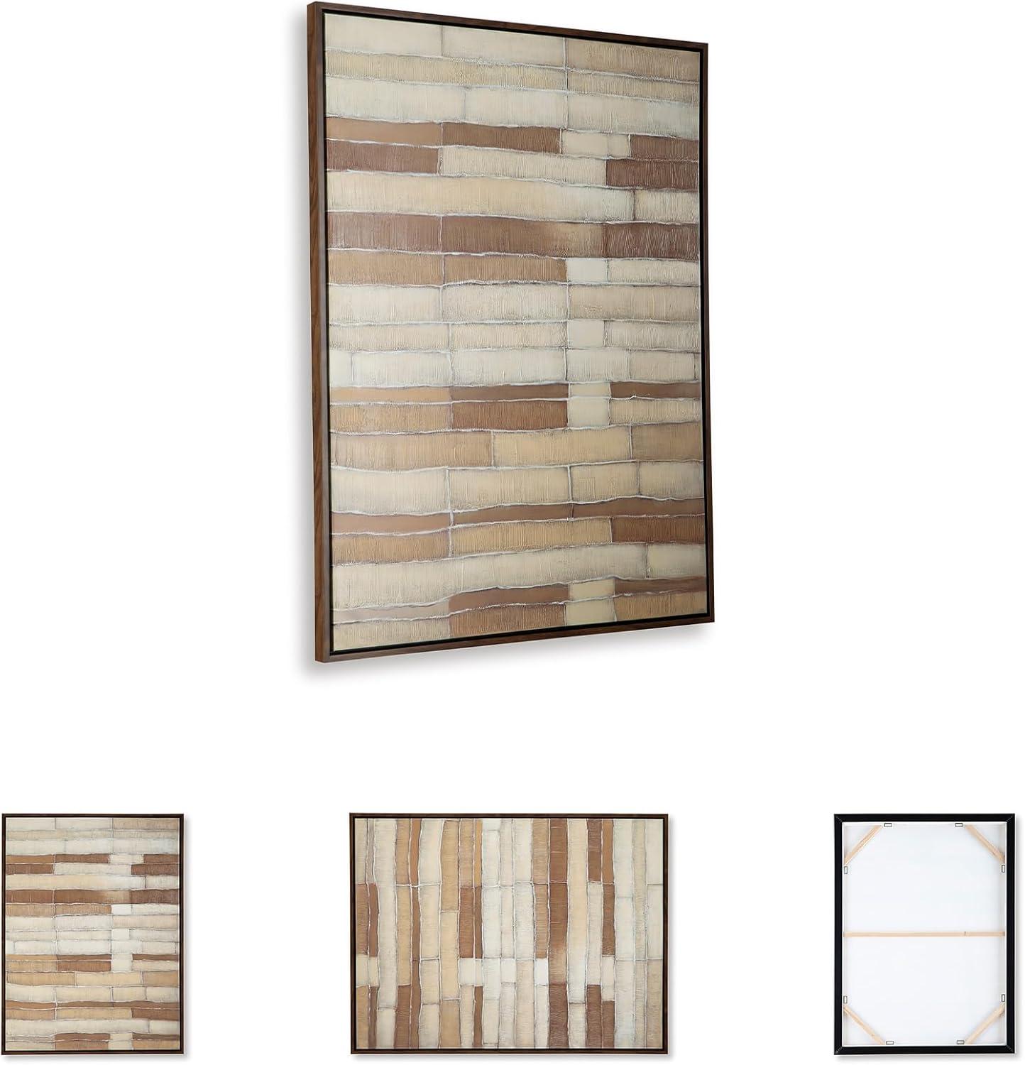 imageSignature Design by Ashley Kalanmore Contemporary Abstract Framed Wall Art 48 x 36 Inches Beige amp Light Brown
