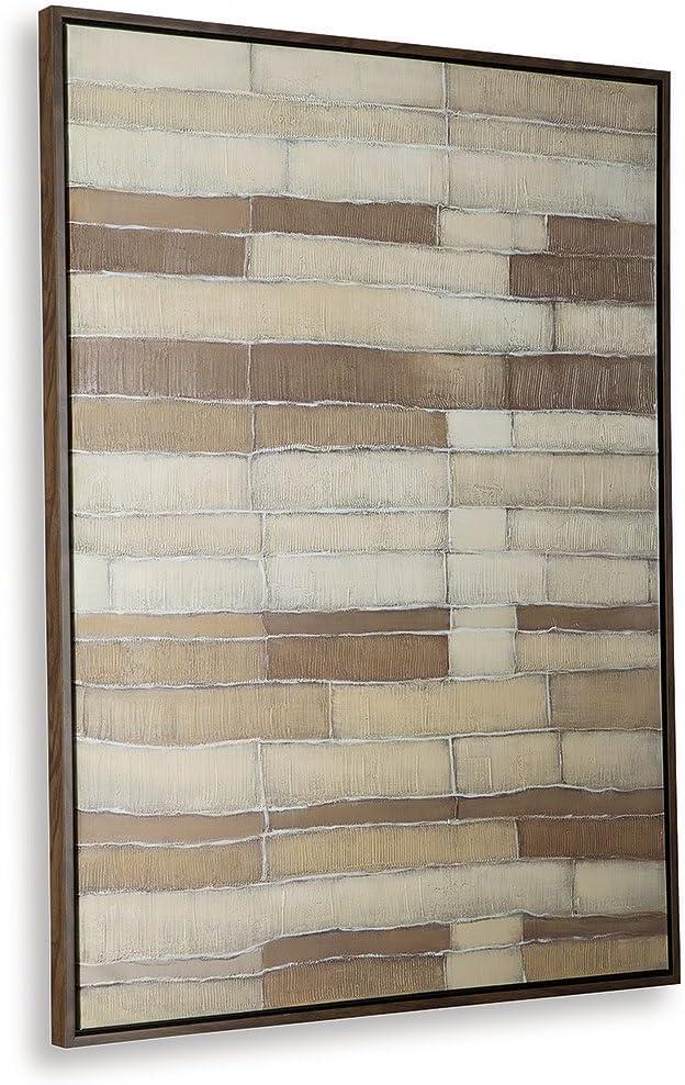 imageSignature Design by Ashley Kalanmore Contemporary Abstract Framed Wall Art 48 x 36 Inches Beige amp Light Brown