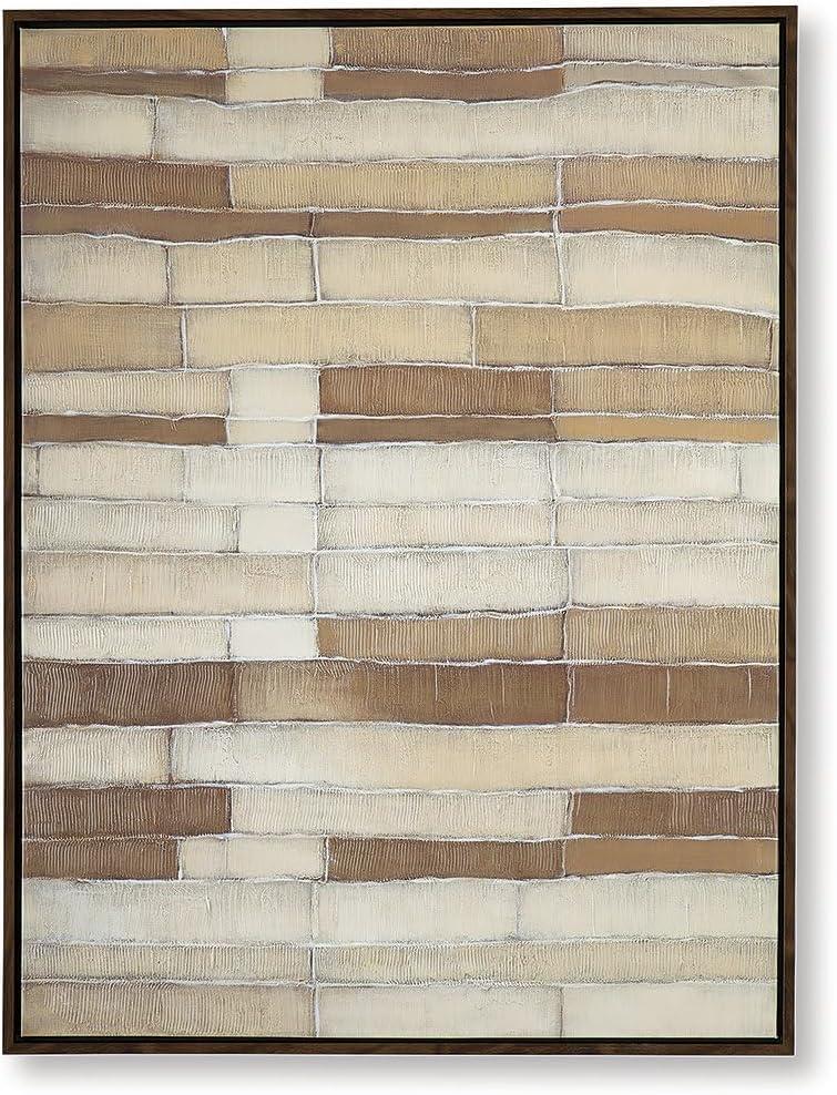 imageSignature Design by Ashley Kalanmore Contemporary Abstract Framed Wall Art 48 x 36 Inches Beige amp Light Brown