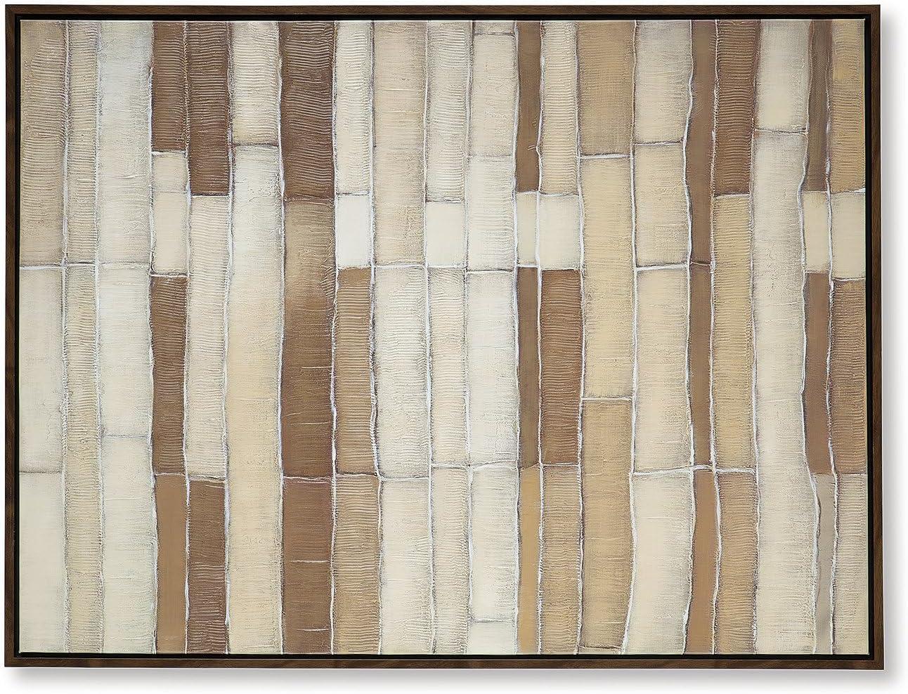 imageSignature Design by Ashley Kalanmore Contemporary Abstract Framed Wall Art 48 x 36 Inches Beige amp Light Brown