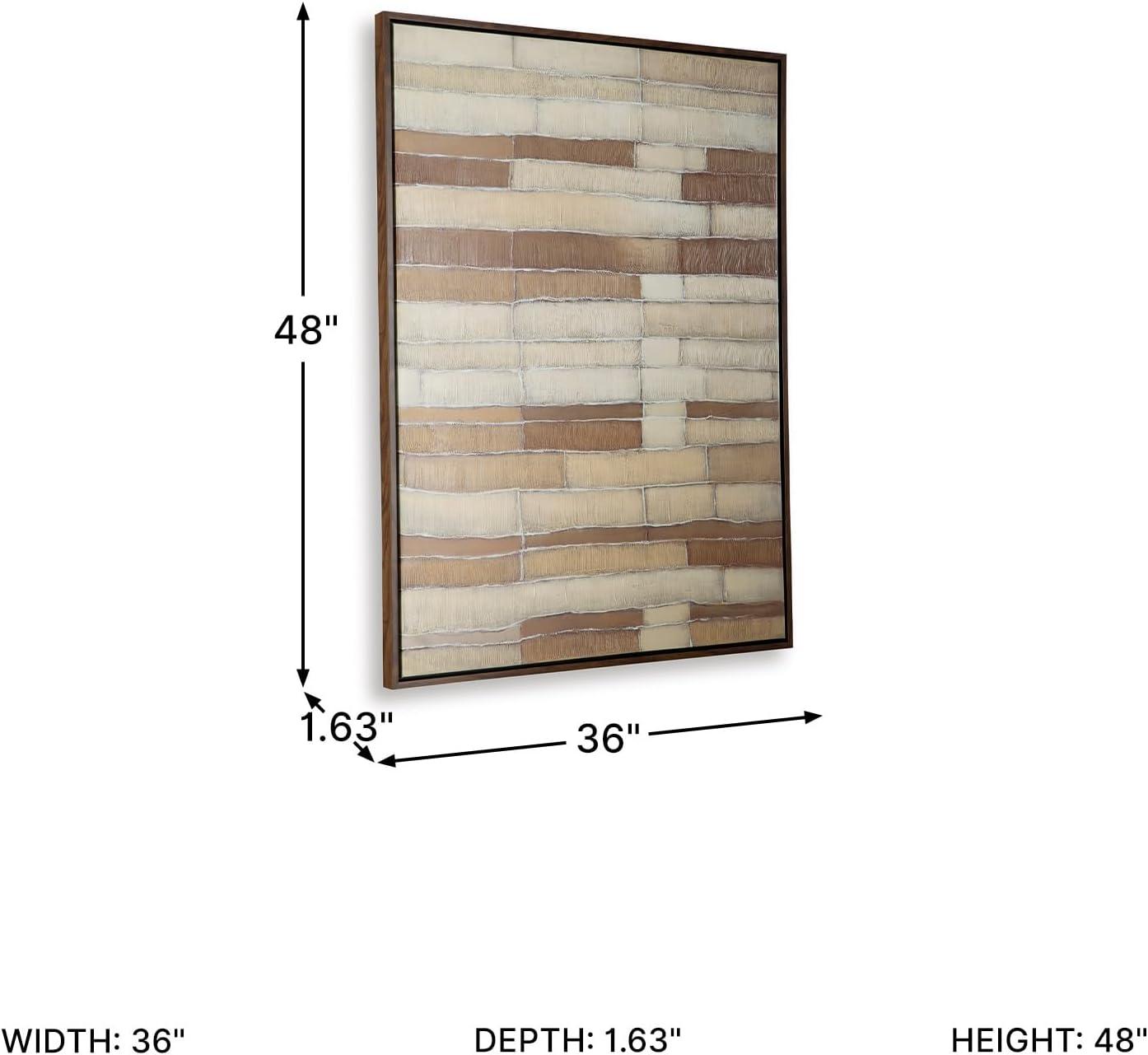imageSignature Design by Ashley Kalanmore Contemporary Abstract Framed Wall Art 48 x 36 Inches Beige amp Light Brown