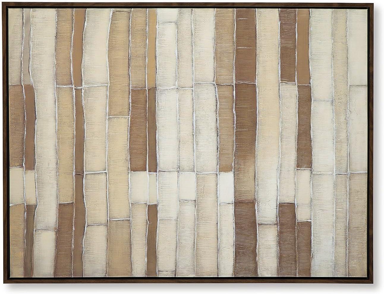 imageSignature Design by Ashley Kalanmore Contemporary Abstract Framed Wall Art 48 x 36 Inches Beige amp Light Brown