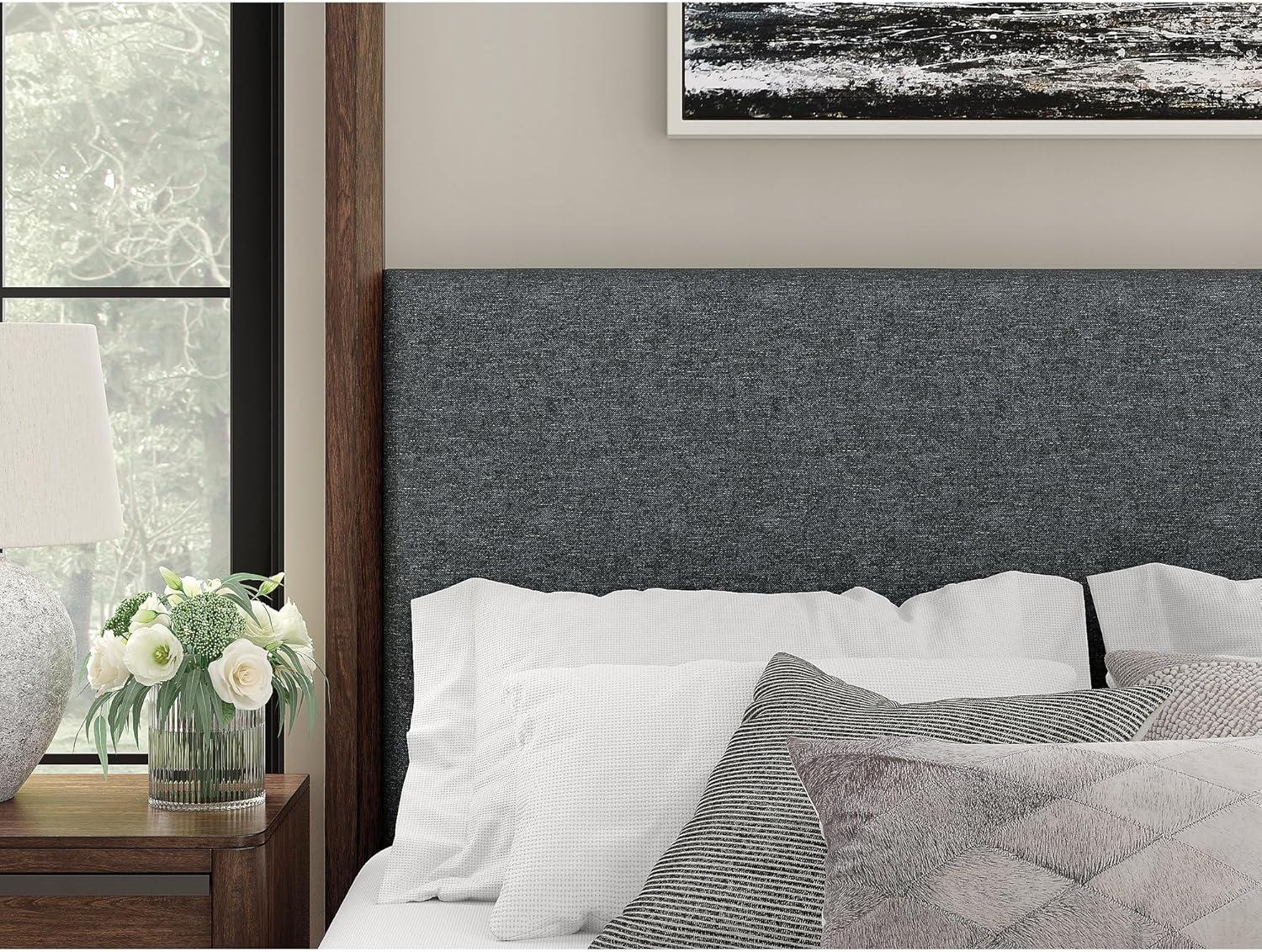 imageSignature Design by Ashley Kendamor Modern Canopy Bed with Upholstered Headboard and Nailhead Accents Foundation or Box Spring Needed Queen Dark BrownKing Canopy Bed