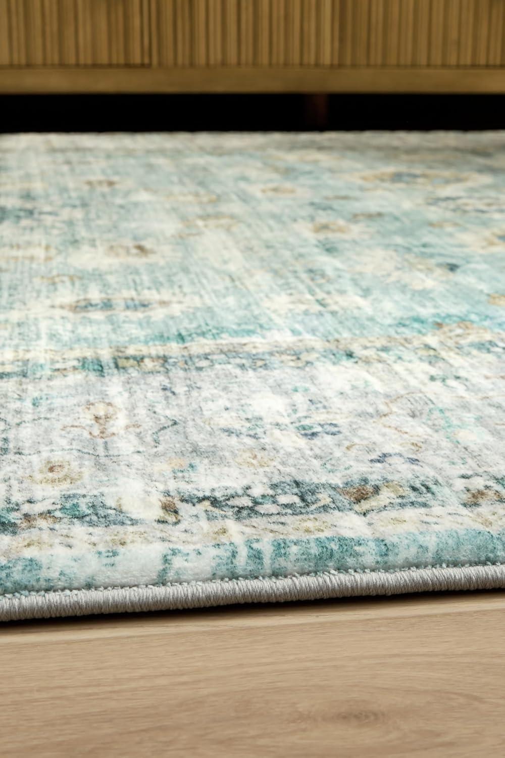 imageSignature Design by Ashley Ladstoney Classic Indoor Floral Rectangular 5 x 7 Area Rug Green amp Beige77 x 96 Rectangular