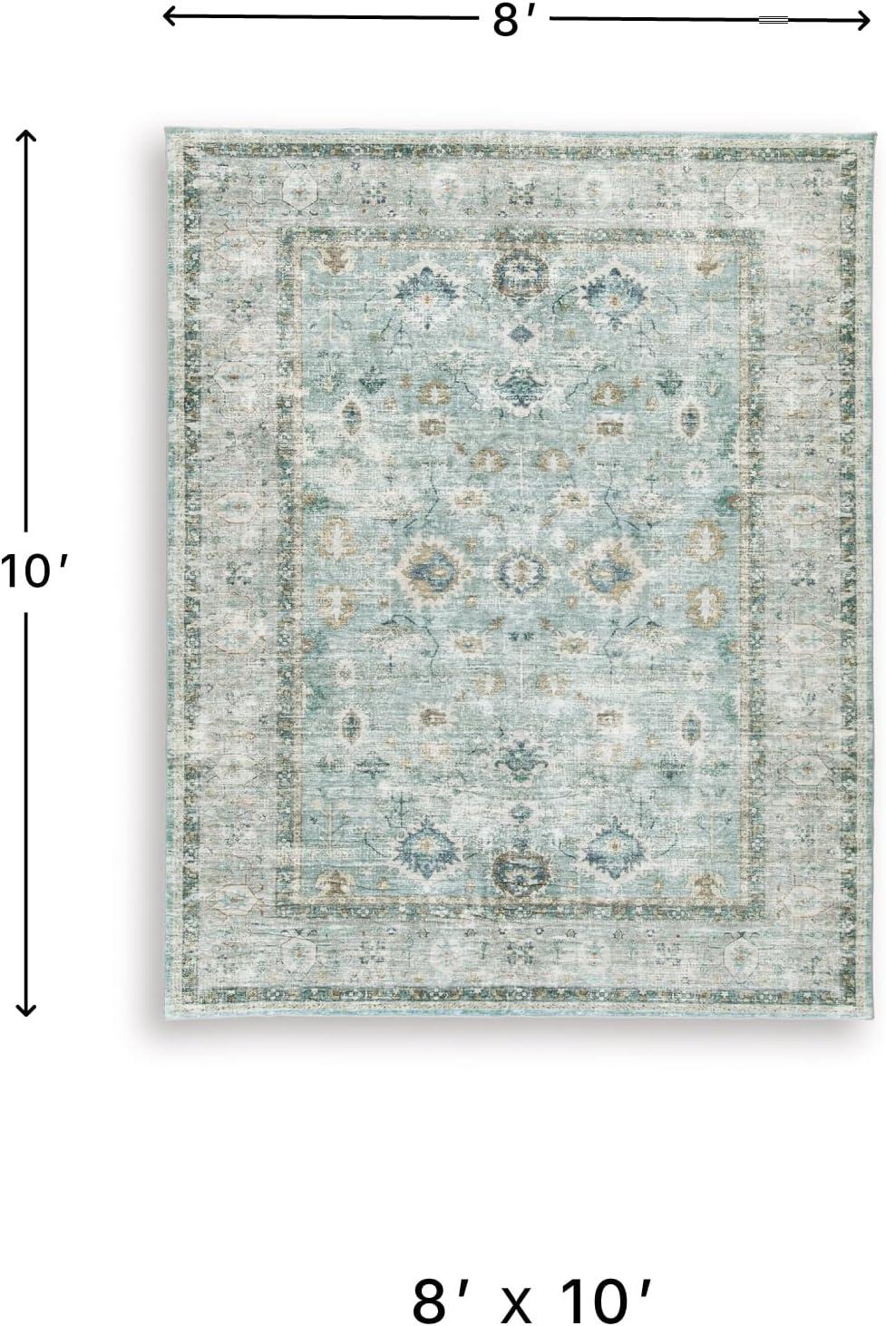 imageSignature Design by Ashley Ladstoney Classic Indoor Floral Rectangular 5 x 7 Area Rug Green amp Beige77 x 96 Rectangular