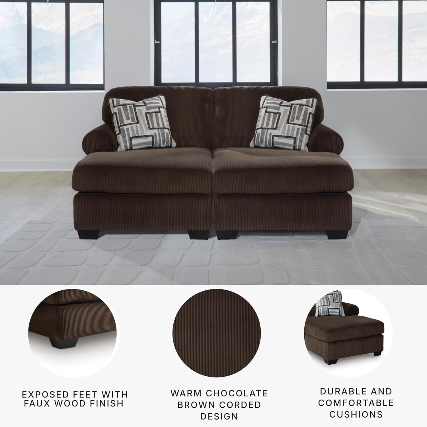 imageSignature Design by Ashley Landsings Straight Casual 2Piece Super Chaise with Removable Cushion and Rolled Arm Dark Brown2Piece Super Chaise