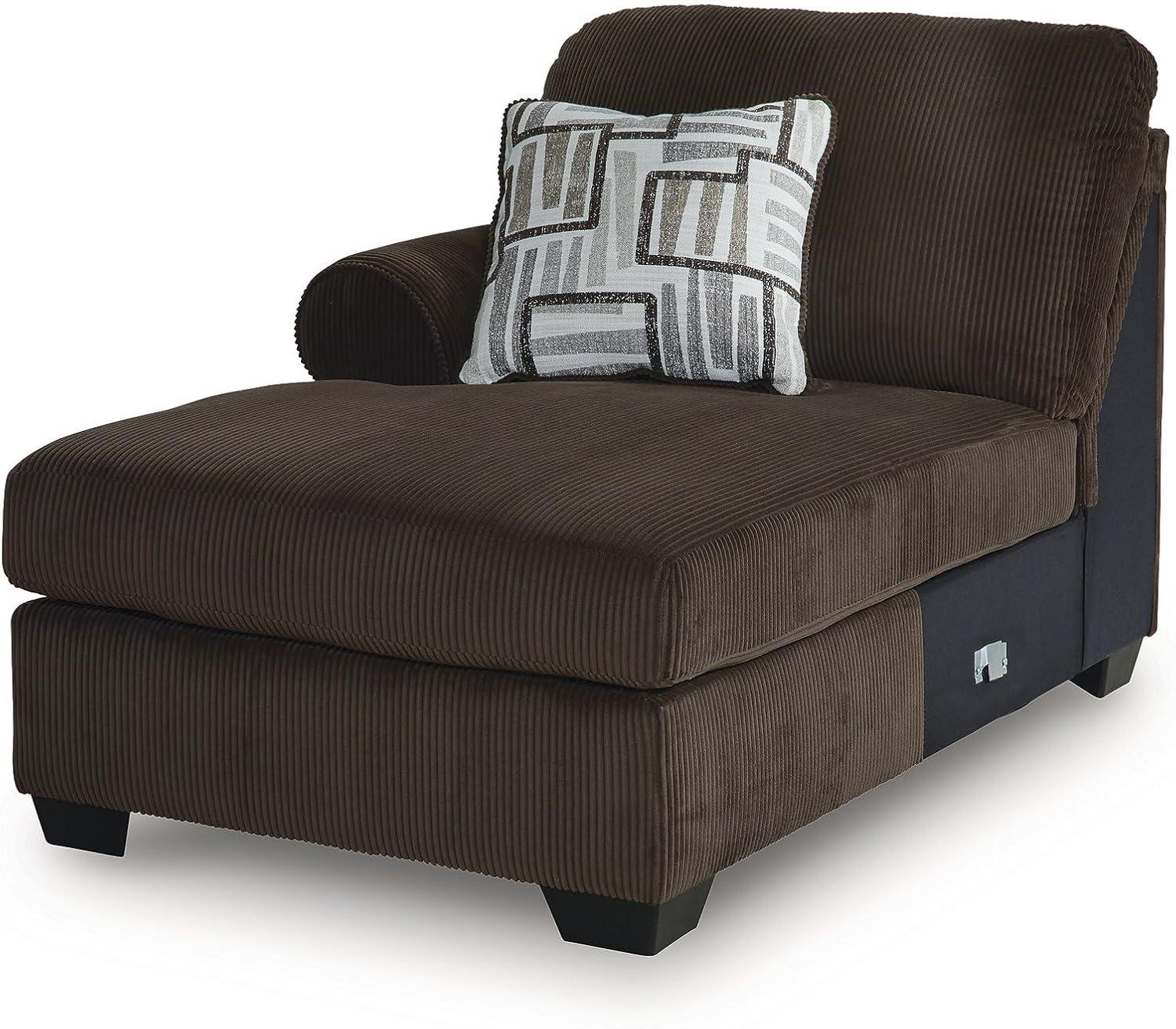 imageSignature Design by Ashley Landsings Straight Casual 2Piece Super Chaise with Removable Cushion and Rolled Arm Dark Brown2Piece Super Chaise