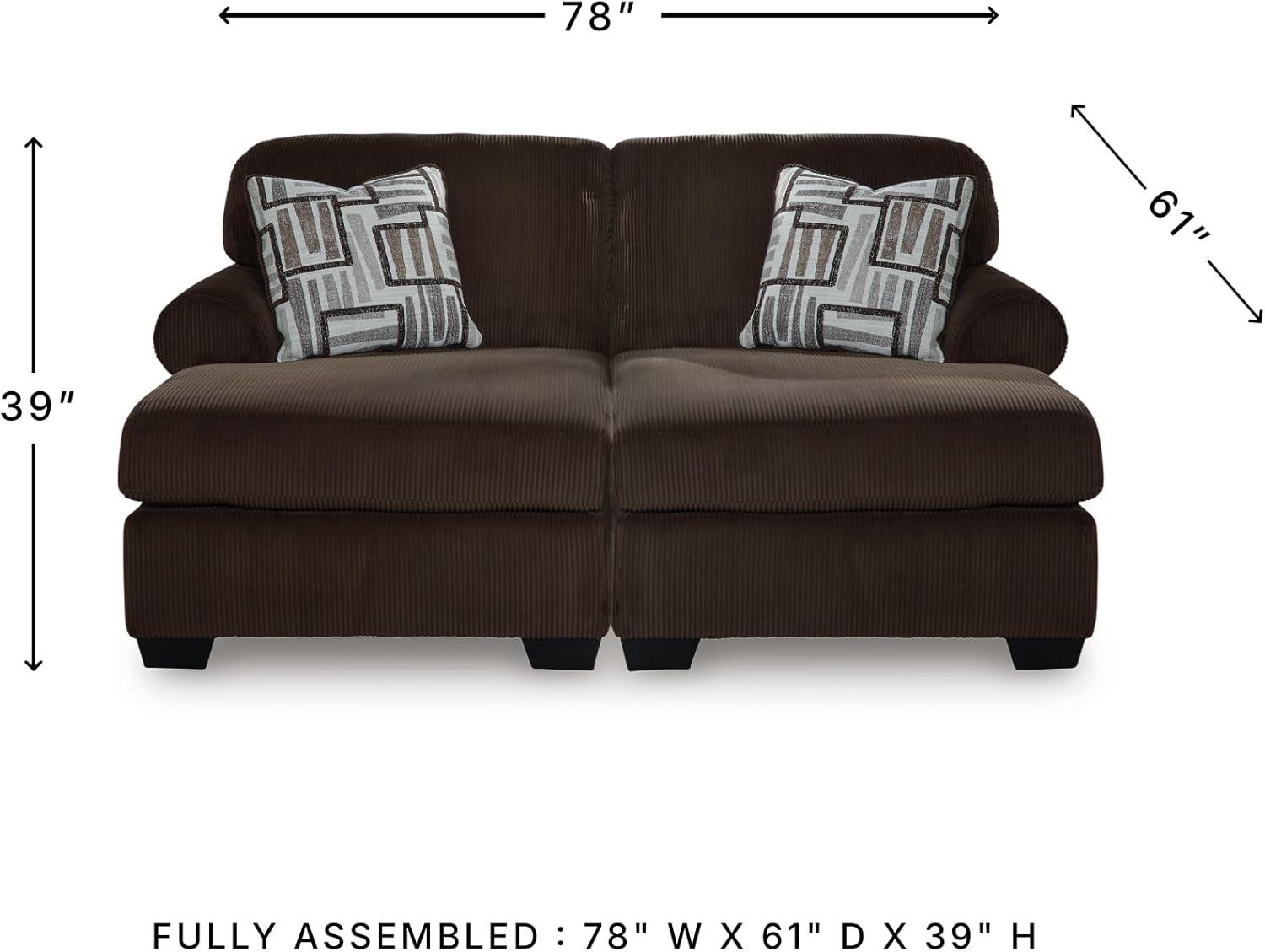 imageSignature Design by Ashley Landsings Straight Casual 2Piece Super Chaise with Removable Cushion and Rolled Arm Dark Brown2Piece Super Chaise