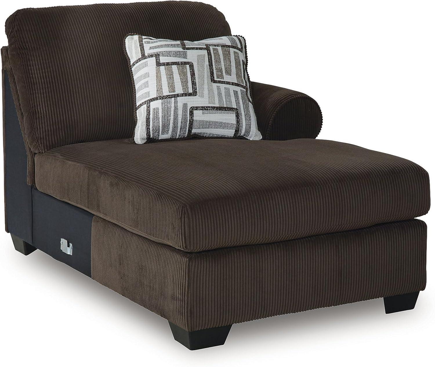 imageSignature Design by Ashley Landsings Straight Casual 2Piece Super Chaise with Removable Cushion and Rolled Arm Dark Brown2Piece Super Chaise