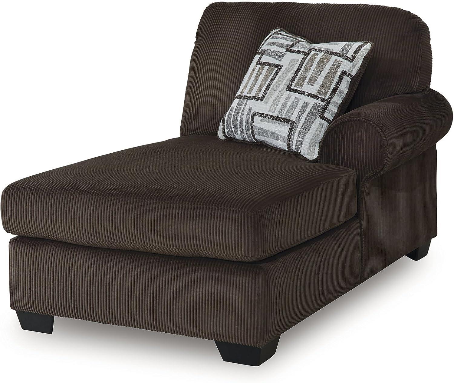 imageSignature Design by Ashley Landsings Straight Casual 2Piece Super Chaise with Removable Cushion and Rolled Arm Dark Brown2Piece Super Chaise