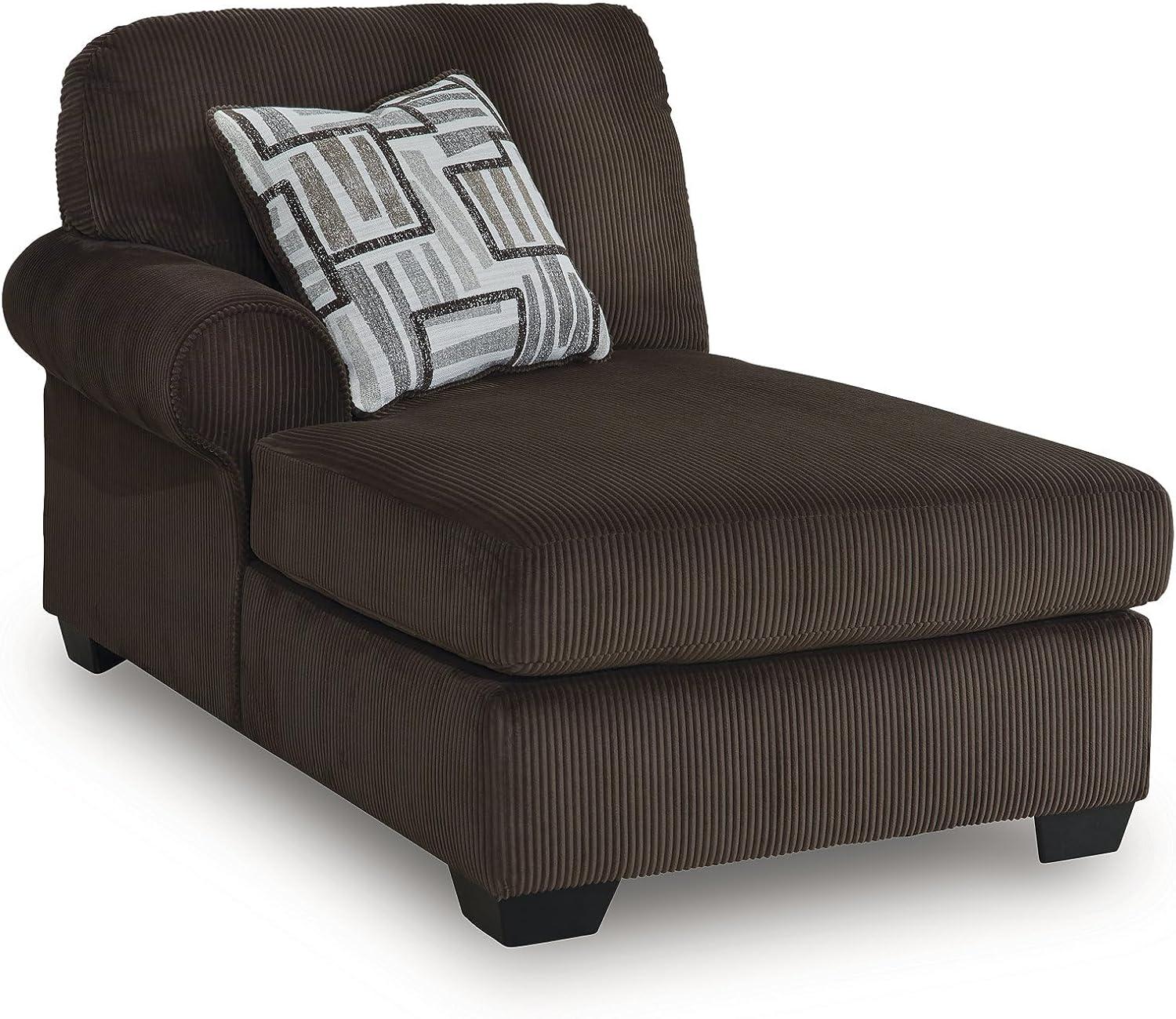 imageSignature Design by Ashley Landsings Straight Casual 2Piece Super Chaise with Removable Cushion and Rolled Arm Dark Brown2Piece Super Chaise