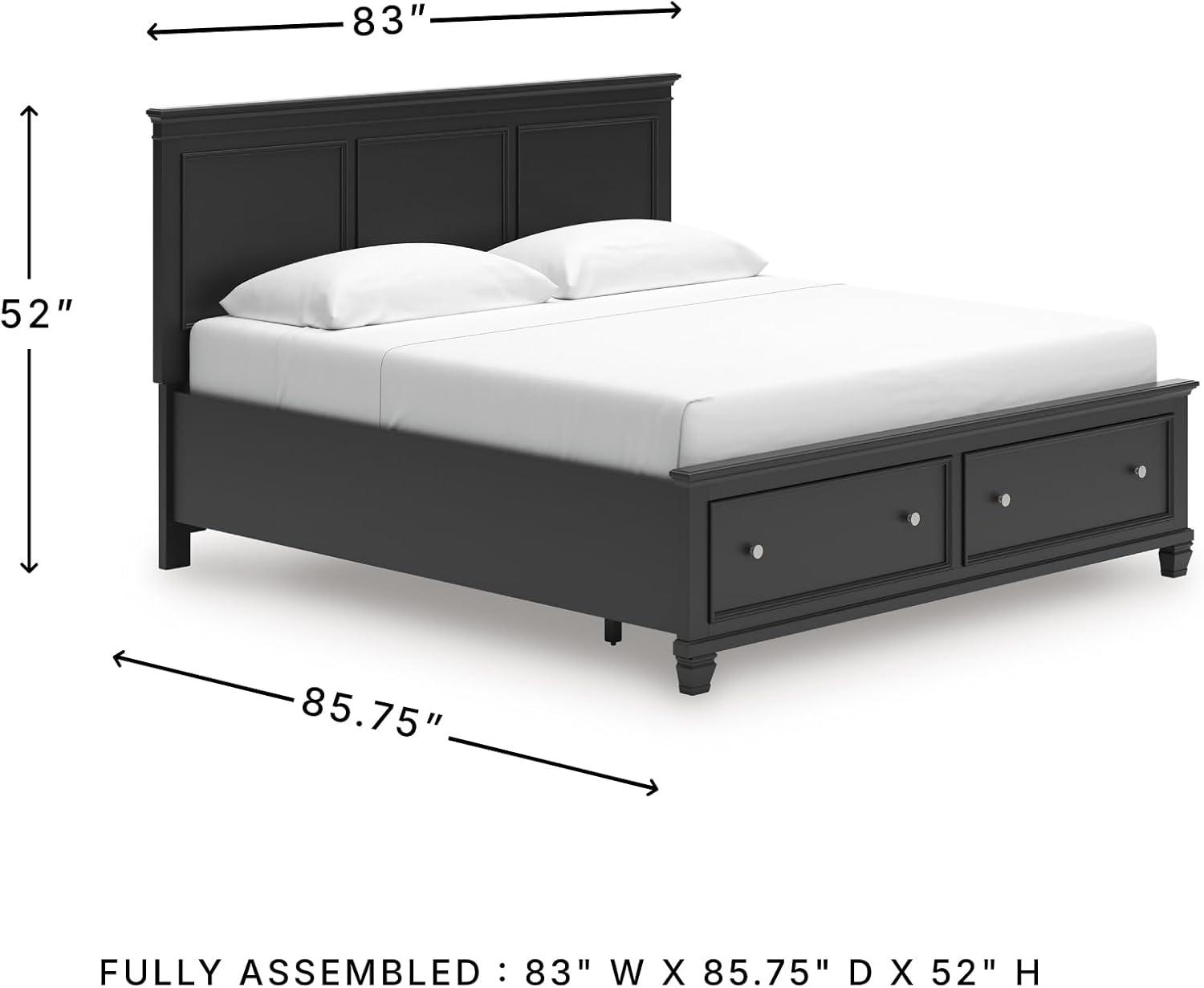 imageSignature Design by Ashley Lanolee Farmhouse Panel Storage Bed Foundation or Box Spring Not Needed Queen BlackBlack
