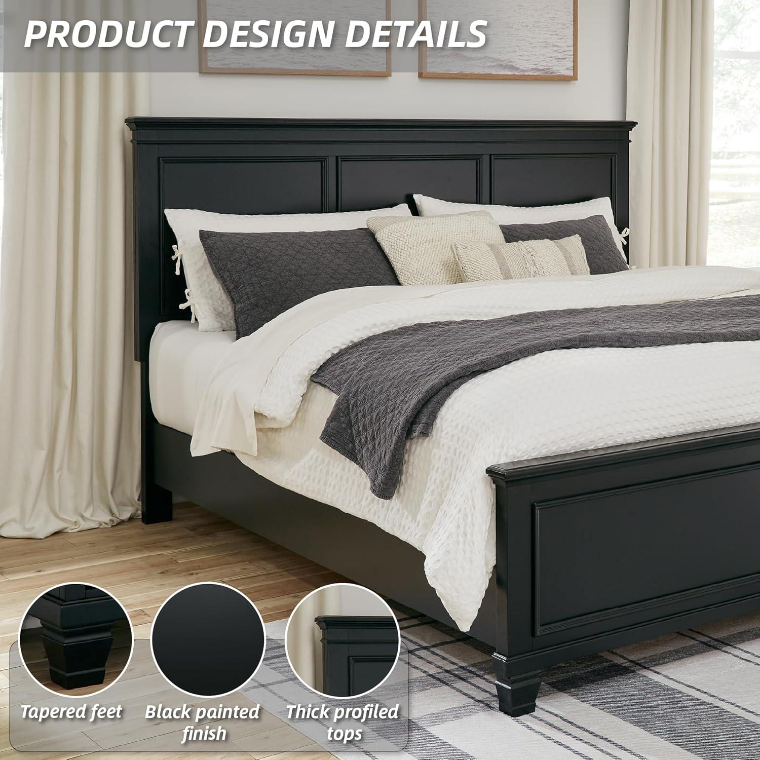 imageSignature Design by Ashley Lanolee Farmhouse Panel Storage Bed Foundation or Box Spring Not Needed Queen BlackBlack