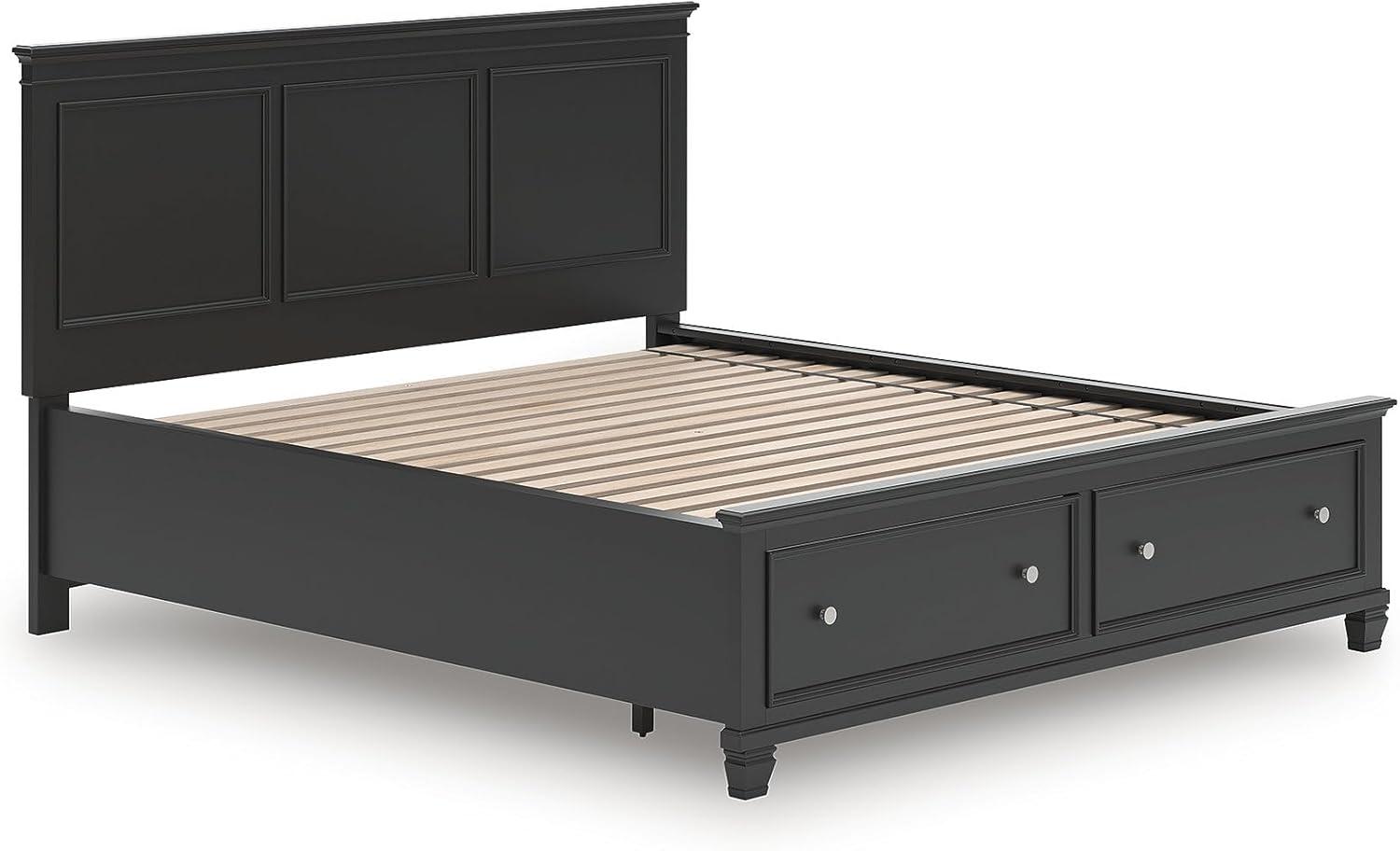 imageSignature Design by Ashley Lanolee Farmhouse Panel Storage Bed Foundation or Box Spring Not Needed Queen BlackBlack