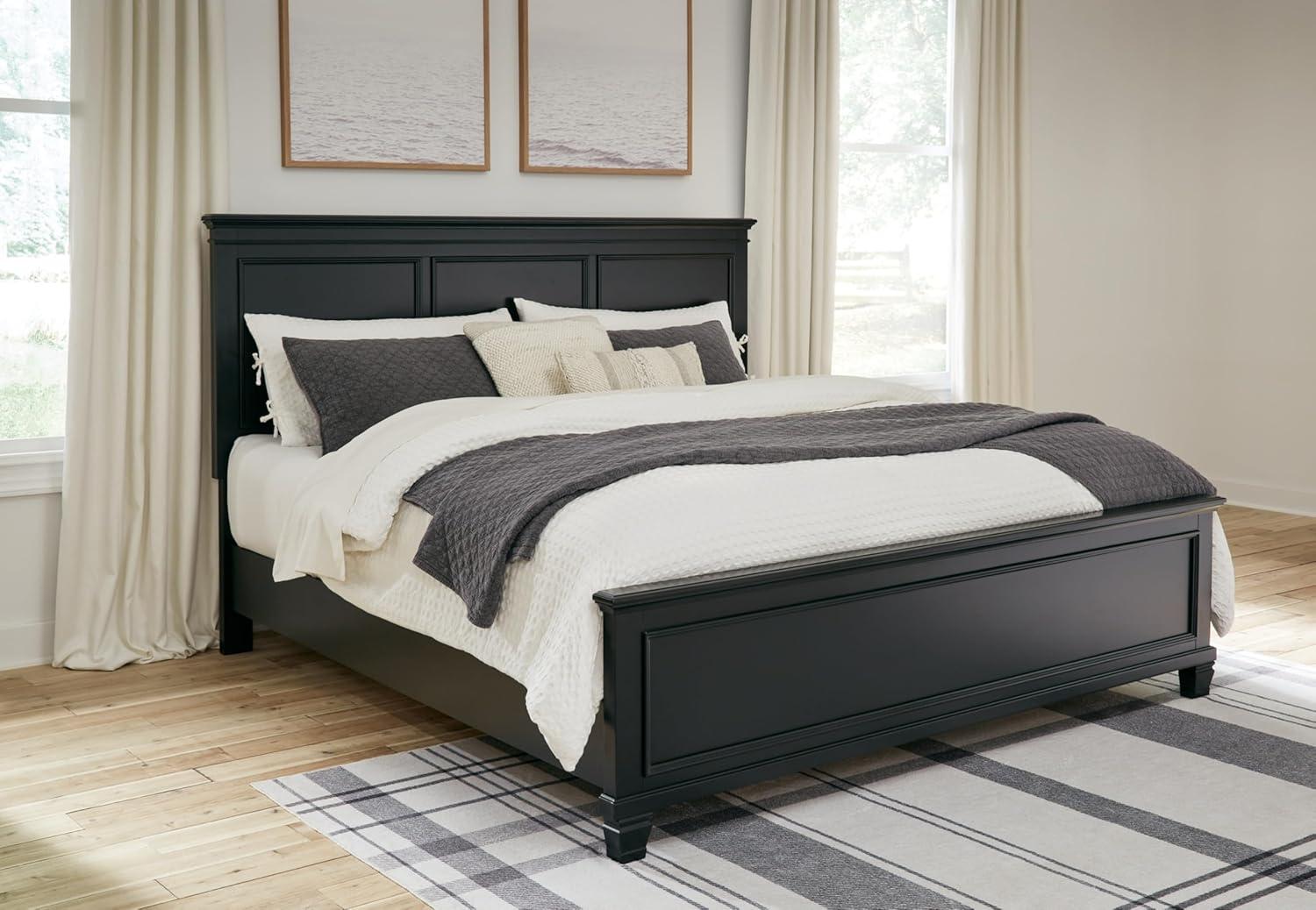 imageSignature Design by Ashley Lanolee Farmhouse Panel Storage Bed Foundation or Box Spring Not Needed Queen BlackBlack