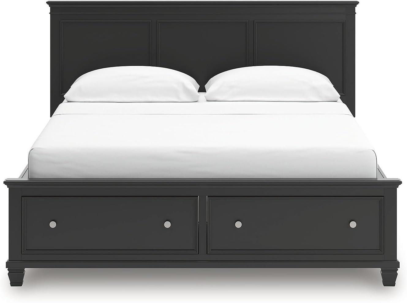 imageSignature Design by Ashley Lanolee Farmhouse Panel Storage Bed Foundation or Box Spring Not Needed Queen BlackBlack