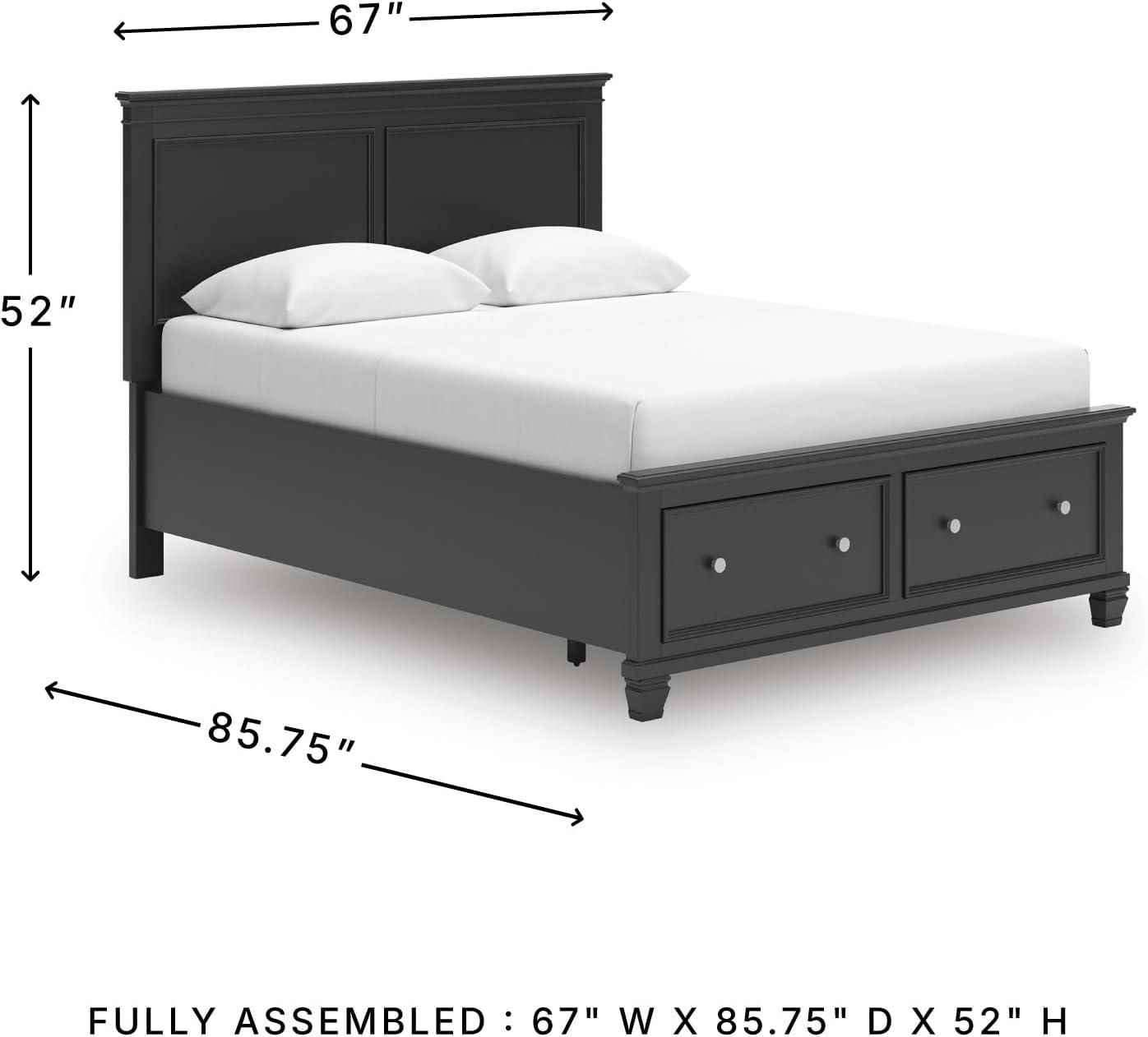 imageSignature Design by Ashley Lanolee Farmhouse Panel Storage Bed Foundation or Box Spring Not Needed Queen BlackBlack