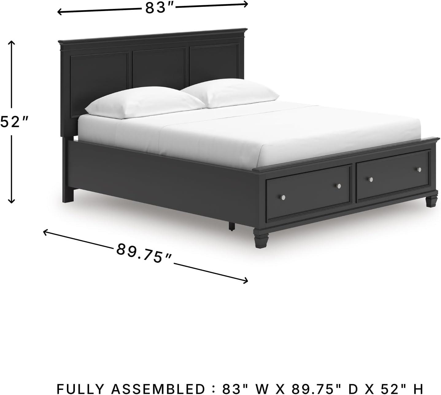 imageSignature Design by Ashley Lanolee Farmhouse Panel Storage Bed Foundation or Box Spring Not Needed Queen BlackBlack